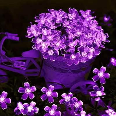 Inspire Curations 10M 100 LED Solar Cherry Blossom String Lights purple 20m 200leds
