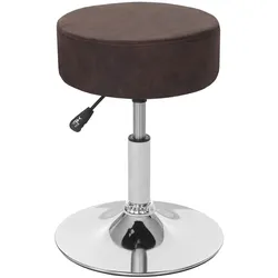 Hocker MCW-C22, Sitzhocker Schminkhocker, höhenverstellbar Ø 35cm ~ Wildlederimitat, vintage dunkelbraun