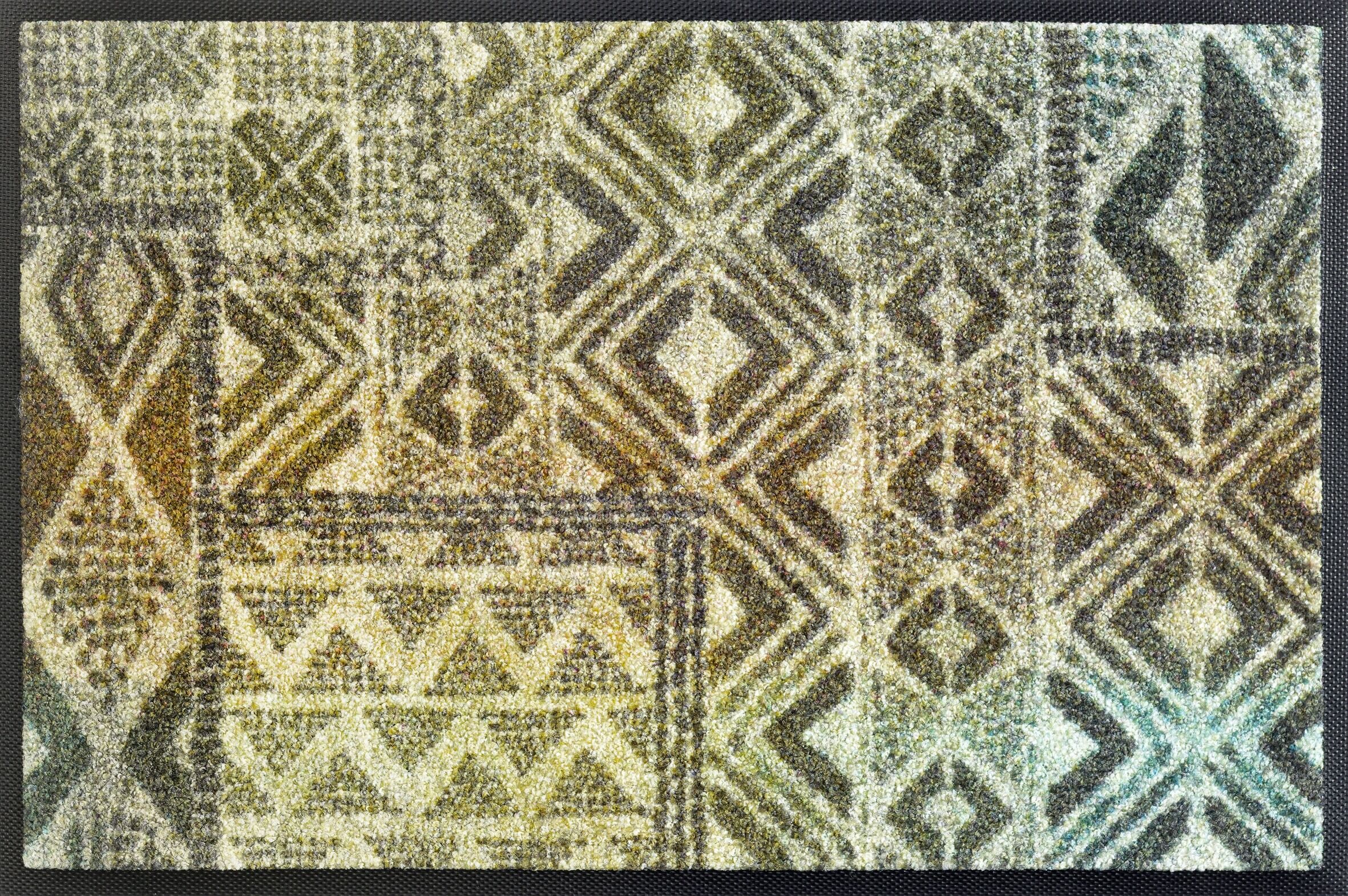 Fussmatte "und Läufer Aztec Nomad", grün (bunt), B:40cm H:7mm L:60cm, Obermaterial: 100% Polyamid, WASH+DRY BY KLEEN-TEX, Teppiche, Fussmatte bunt B : 40cm 1 Stk., 7mm, L: 60cm