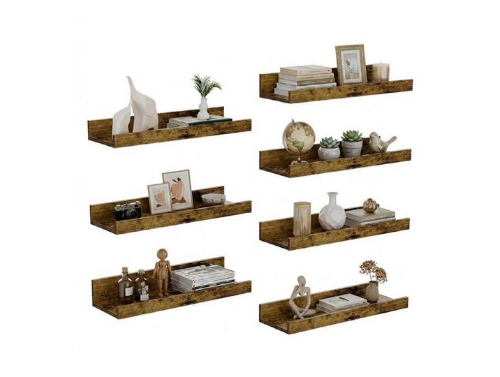 LuxusKollektion Wandboard Schweberegal 7er Set Vintagebraun 40cm, 7-tlg.