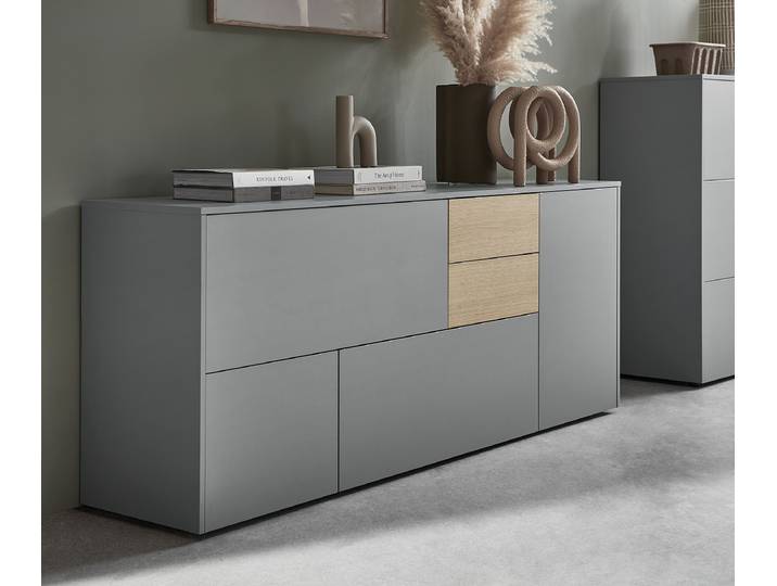 home24 Dressoir 184 x 74 x 41cm grijs vloerpads