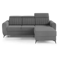 ECKSCHLAFSOFA Connor I verstellbare Kopfstützen, Dunkelgrau
