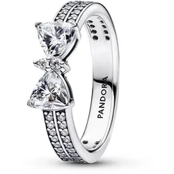 Pandora 193552C01 Silberring für Damen Funkelnde Schleife Doppelreihe, 56/17,8