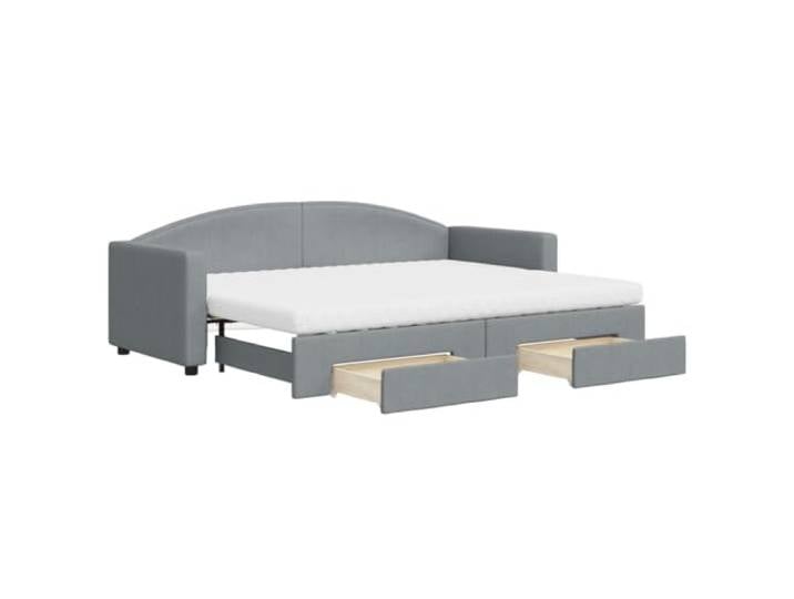 PUGYNBK Schlafsofa mit Schubladen, Hellgrau, 80 x 200 cm 2-in-1, Schaumstoffmatratzen, Lattenrost, Holz- und Metallrahmen