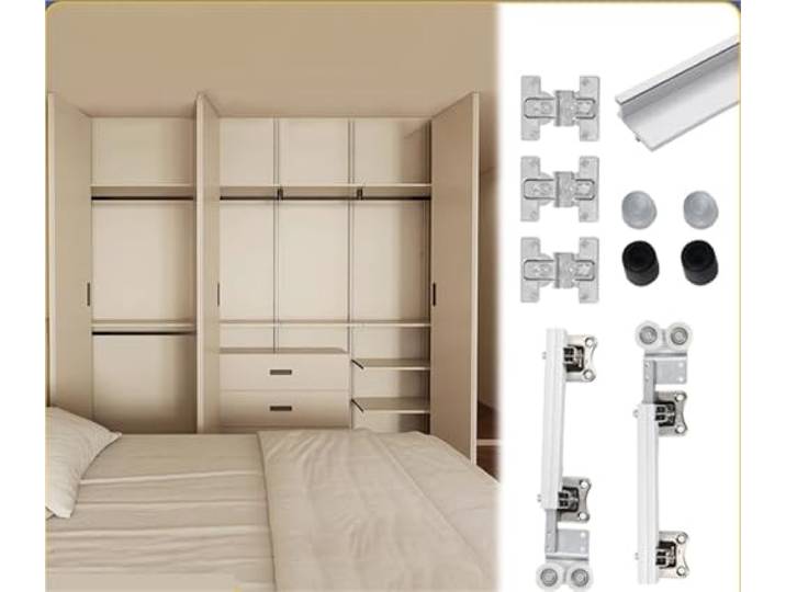 Metall-Faltschiebetür-Overhead-Schiene, keine untere Schiene, hängende Riemenscheibe, Hardware for Schrank, Kleiderschrank(A)