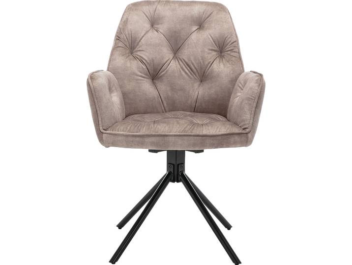 Esszimmerstuhl BYLIVING Sarina , beige (beige, schwarz), B:64cm H:89cm T:63cm, Metall, Stühle, Esszimmerstuhl, 2er-Set, hochwertiger Vintage-Samt Bezug mit Steppung, 360Grad drehbar