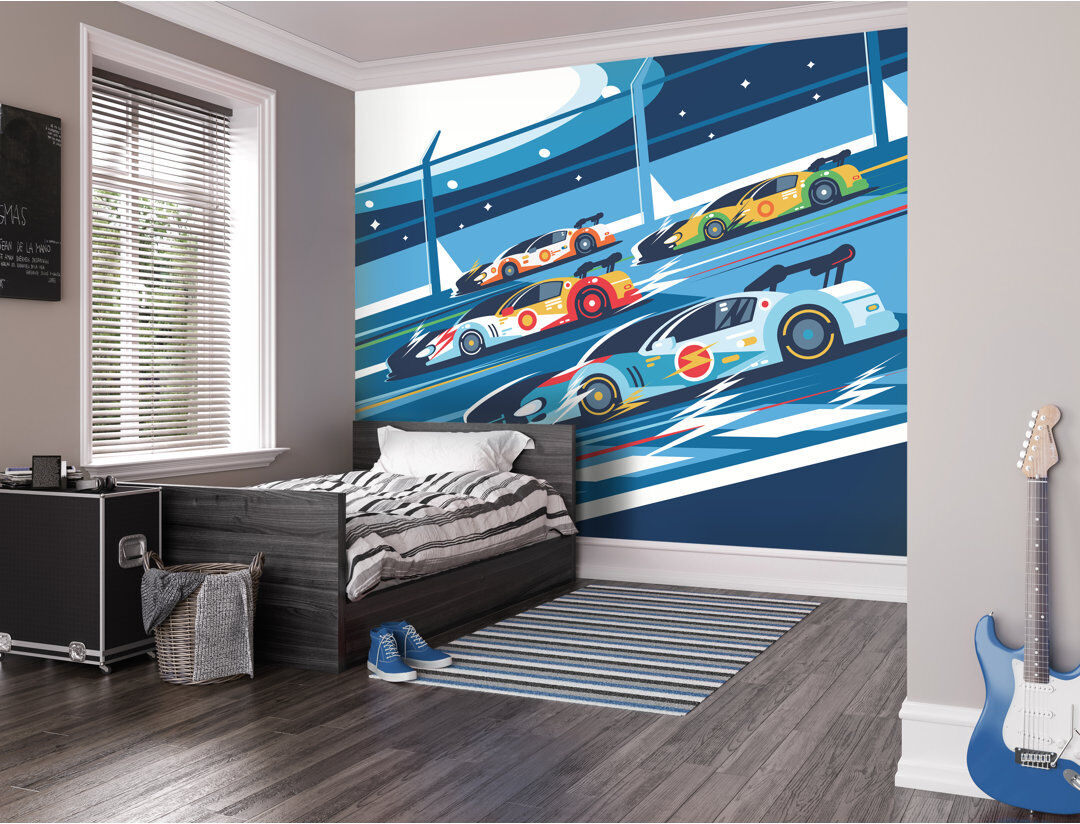 Breakwater Bay Raelynn Matte Wall Mural Blue 240cm L x 300cm W