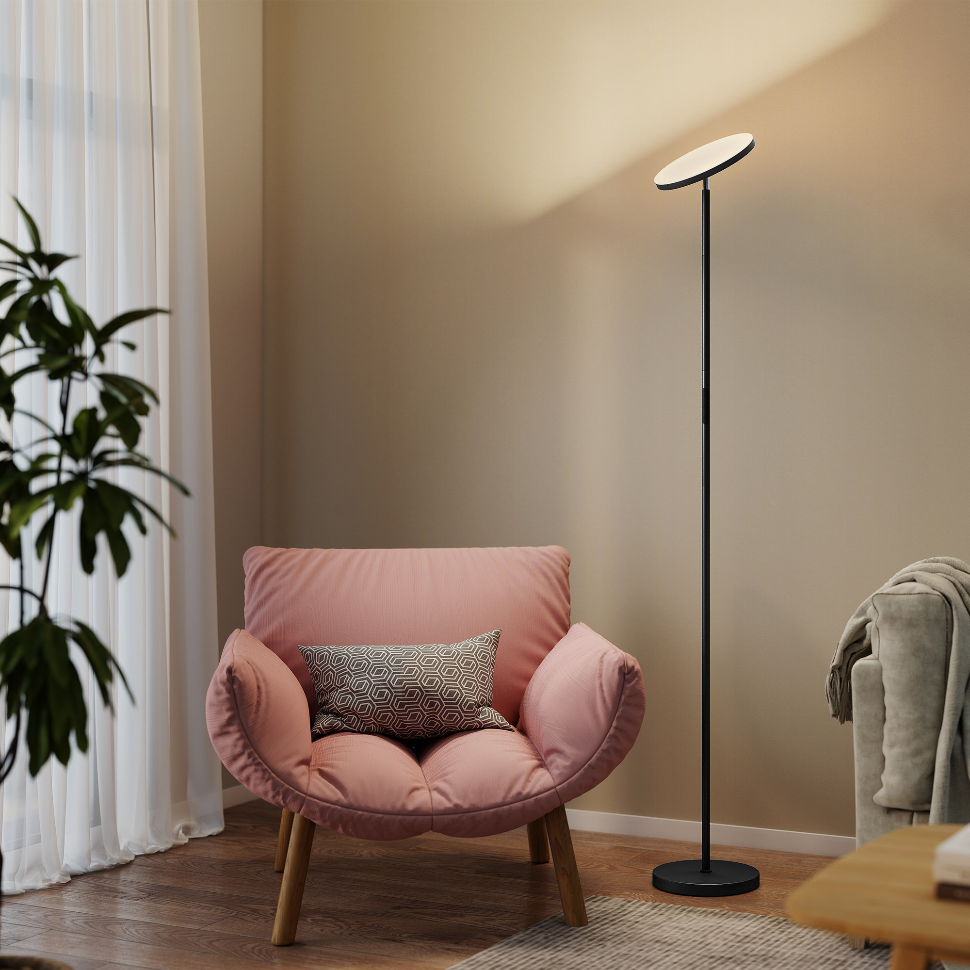 Homcom Lampada da Terra Uplighter RGB, Lampada Dimmerabile con Telecomando e Controllo Touch, Testa Orientabile 350°, Nero   Aosom Italy