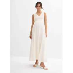 bonprix Umstands-Hochzeitskleid aus Spitze Satin und Georgette, weiß, Gr.46, Langes Hochzeitskleid für die Schwangerschaft