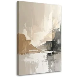 LEINWANDBILD, Minimalistische Landschaftsabstraktion in Beige und Grau