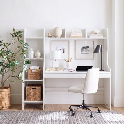 WILK Solid Wood Writing Desk with Hutch, Bookshelf, Drawers and Storage