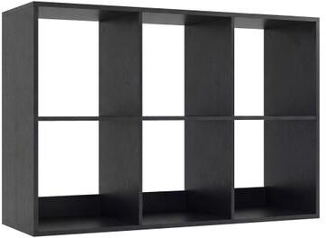 Costway 6 Cube Bookshelf with Back Guardrail for Living Room Bedroom-Black