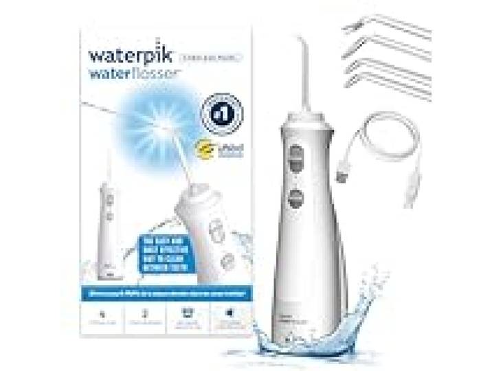 Waterpik Pearl - Hydropulseur Dentaire Sans Fil, Jet Dentaire Portable Rechargeable, Format Voyage Facile à Transporter, Élimine la Plaque, 2 Niveaux de Pression, Blanc (WF-13)