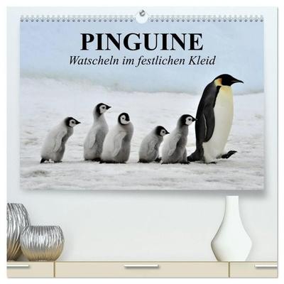 Pinguine - Watscheln im festlichen Kleid (hochwertiger Premium Wandkalender 2027 DIN A2 quer), Kunstdruck in Hochglanz