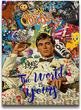 Inspire Picks 80s Gangster Graffiti Wall Art Retro Urban Street Canvas Poster red 30x40cm Unframed