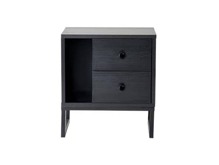 Hanah Home Moderner schwarzer Nachttisch mit Metallbeinen, 45 x 50 x 30 cm 100% melaminbeschichtete Spanplatte, 18 mm stark Stilvolles und funktionales Design