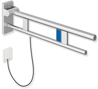 Hewi System 900 Stützklappgriff 900.50.145XA Ausladung 900 mm, Edelstahl matt geschliffen, links, E-Spülausführung