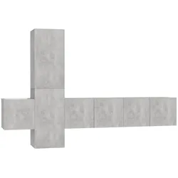 vidaXL 5-tlg. TV-Schrank-Set Betongrau Holzwerkstoff