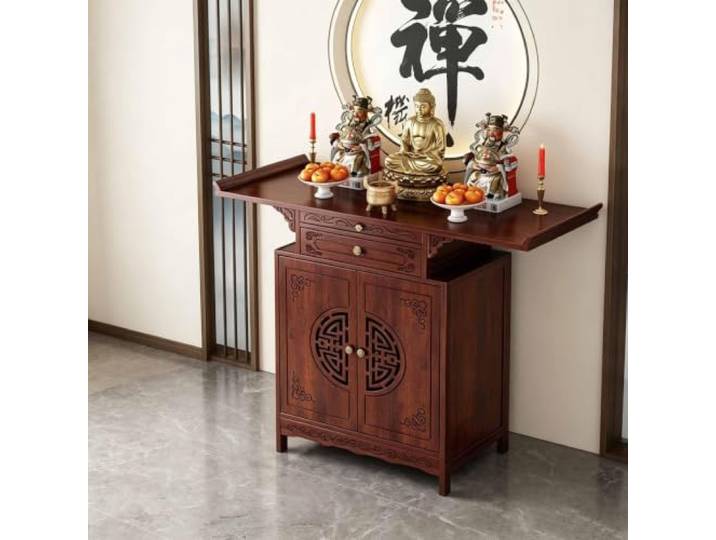 Altartisch Aus Bambus, Altartisch Zur Meditation, Chinesischer Altarschrank Puja-Tisch Für Zuhause, Buddhistisch, Schublade Und Regal, Für Gebete, Wahrsagerei Entspannun，Für Gebet Meditation Puja