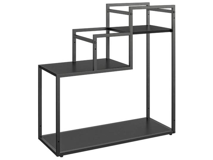 Mid.you Blumenständer Weston, Schwarz, Metall, Holzoptik, 58x58x23 cm, Wohnzimmer, Wohnzimmertische, Blumenständer, Sonstige Blumenständer