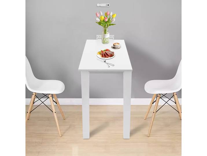 Table pliante murale, petite table à manger pliante, bureau pliable mural pour salle à manger, chambre, bureau à domicile (Blanc)
