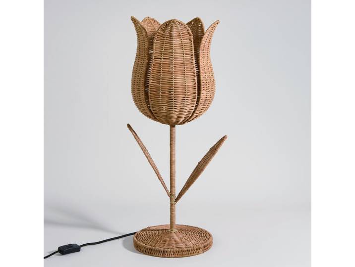 Blumenlampe aus geflochtenem Rattan, exklusives Design
