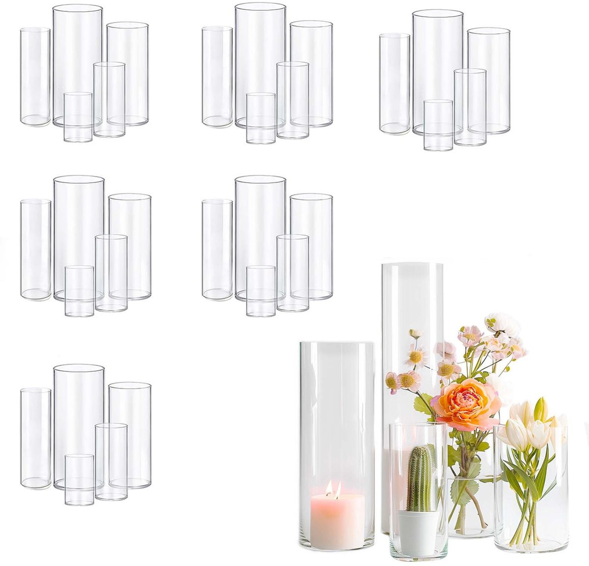 Dailygoods Cilindrische Glasvaas voor Woondecoratie en Bruiloften