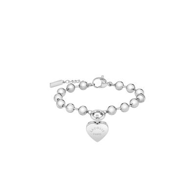 Armkette LACOSTE "LOVE MY CROC", silber (edelstahlfarben), Armbänder, Damen, 20cm, Edelstahl, Armkette