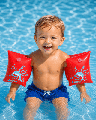 Armpuffar 0-2 år 0-15 kg röd dolphin SOAK