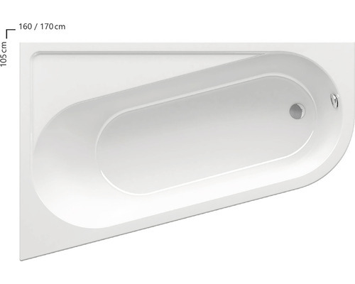 Eckbadewanne RAVAK CHROME 160x105, Farbe: Schneeweiß, Modellnummer: CA51000000