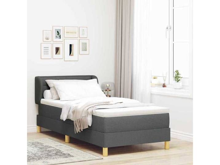 Lit à ressorts avec matelas-Sommier à ressorts de lit Crème 90x200 cm Tissu Gris foncé 337373