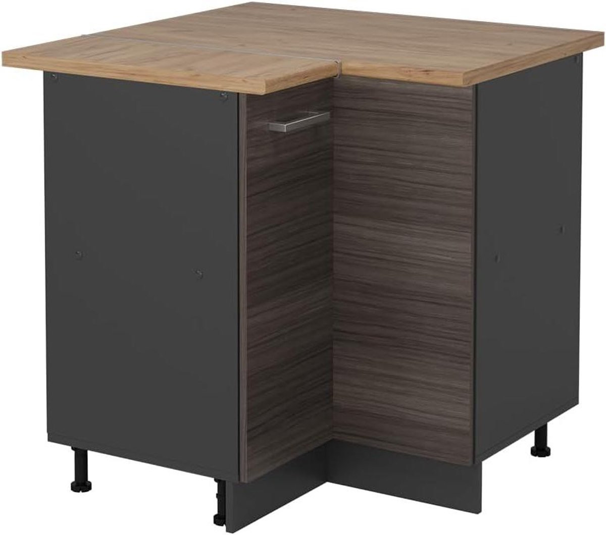Flexibele hoekkast voor de keuken in edelgrijs, B/D/H: 756 x 756 cm