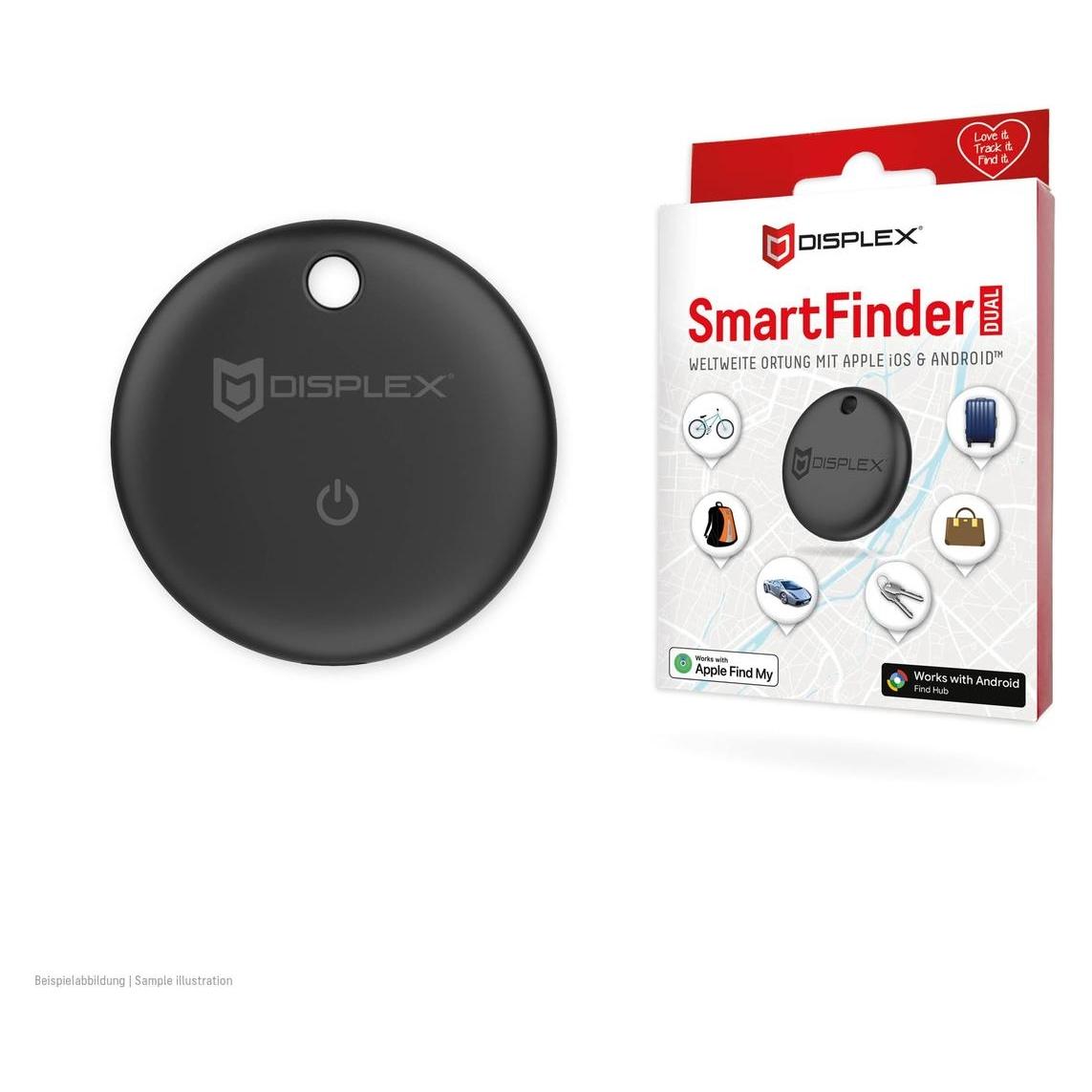 Displex Dual SmartFinder in Schwarz (Apple Find My, Google Find Hub) (02202)