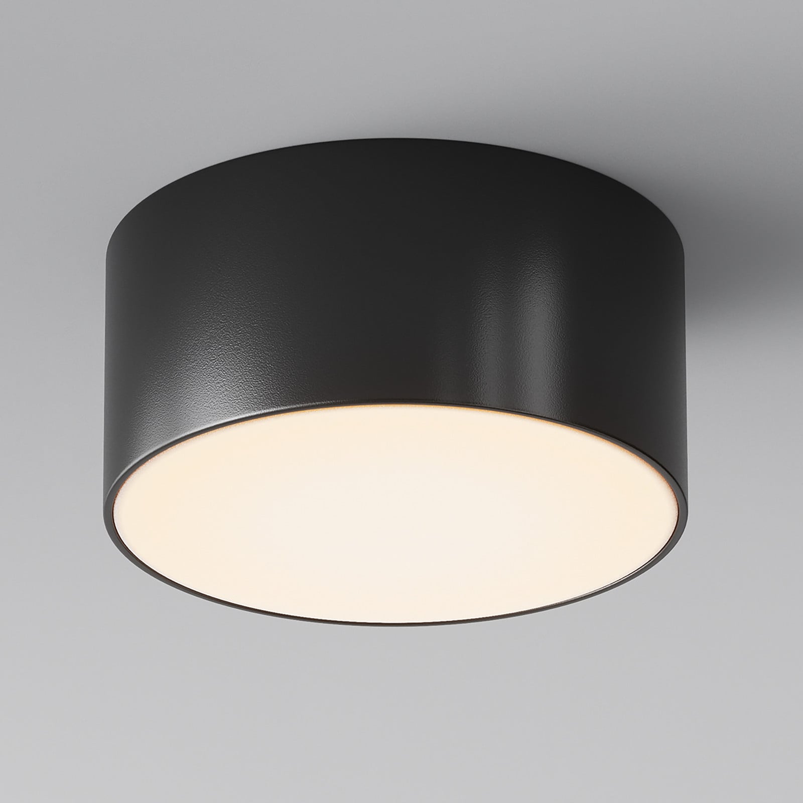 Maytoni LED-plafondlamp Zon, zwart, rond, IP65, warm wit licht, 15W