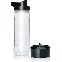 Wilfa Trinkflasche mit Messer, 600ml, passend für alle unsere XPlode Mixer,transparent, Zubehör Mixen + Schneiden, Schwarz, Transparent