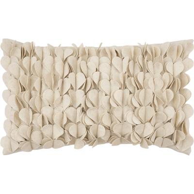 Dekokissen PAD "HEARTSHAPE", beige (natural, herzen), B:30cm L:50cm, Polyester, Wolle, Dekokissen_Sitzkissen_Kissenhüllen, 3D-Herzapplikationen als textiles Highlight