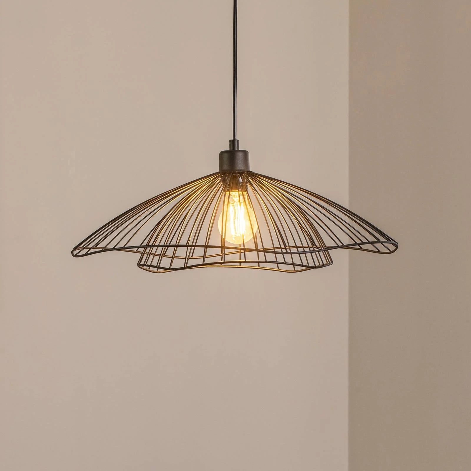 Opviq Hanglamp Tel, zwart, dimbaar, metalen ronde hanglamp voor woon- of eetkamer