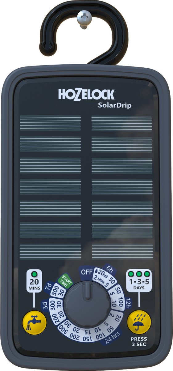 Hozelock Solar Select Controller automatische druppelirrigatieset op zonne-energie voor maximaal 20 potten met 20 m slang