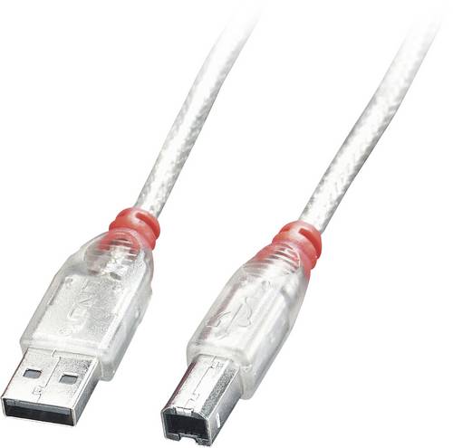 LINDY USB-Kabel USB 2.0 USB-A Stecker, USB-B Stecker 0.20m Transparent 41750