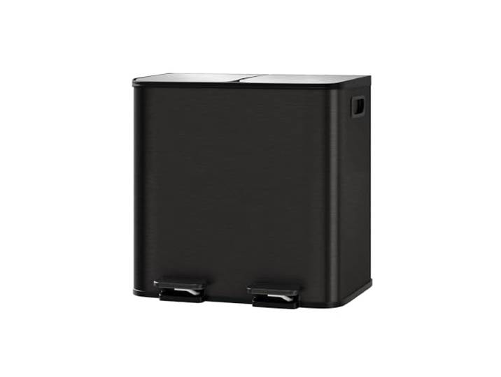 Garvee Abfalleimer 2 x 15 l aus Edelstahl mit Doppelfach und Pedal - schwarz
