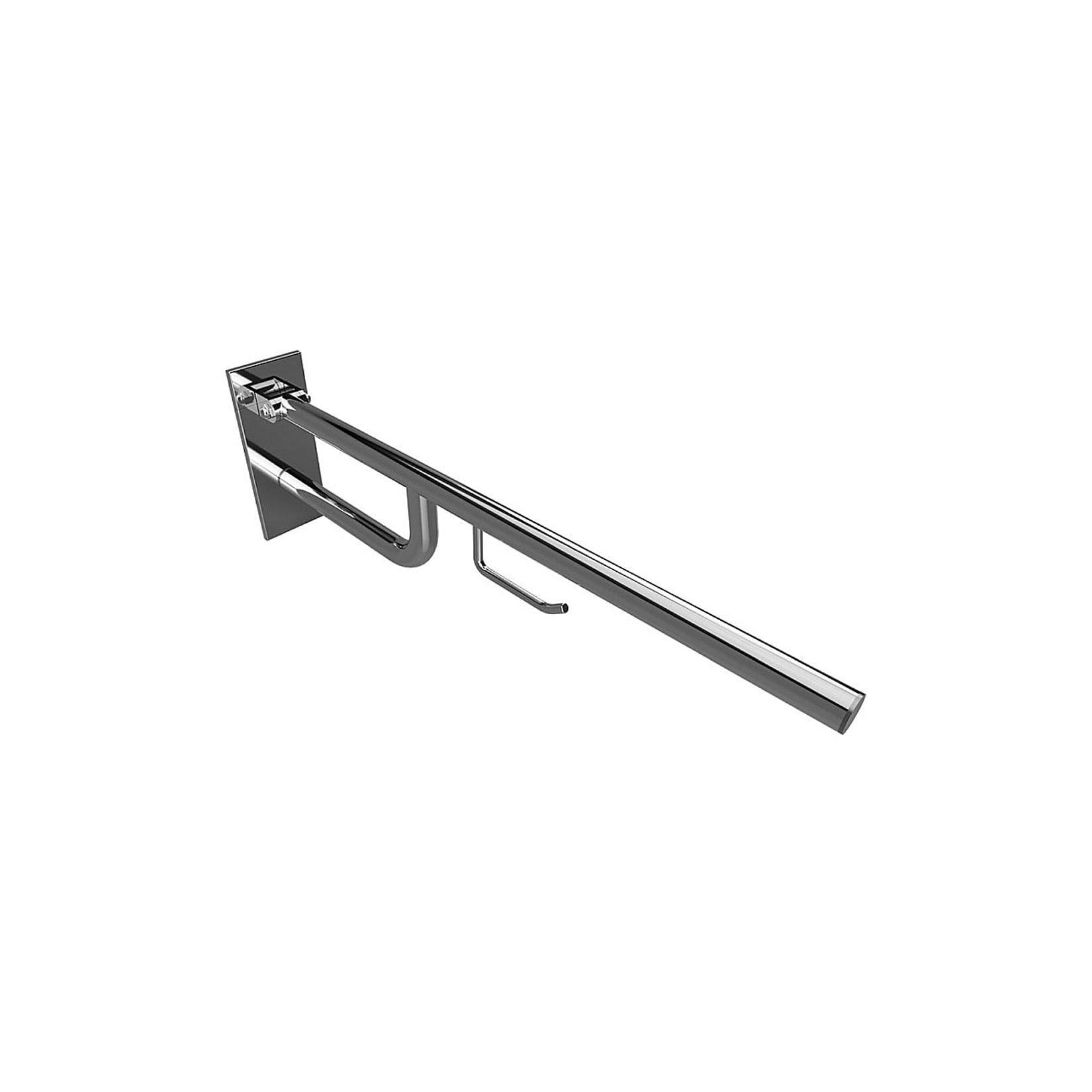 Brillantbad BELP Stützklappgriff mit Toilettenpapierhalter Edelstahl poliert mit Abdeckung 103x253x850 mm, 120 kg Traglast für Bad & WC >> zum Bohren