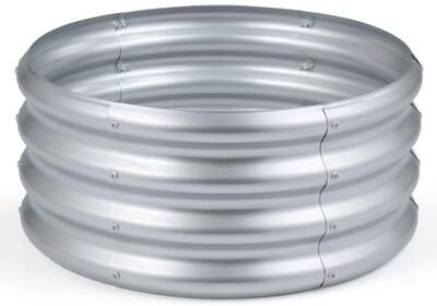 Costway Round Galvanized Raised Garden Bed with Open-Ended Base-S