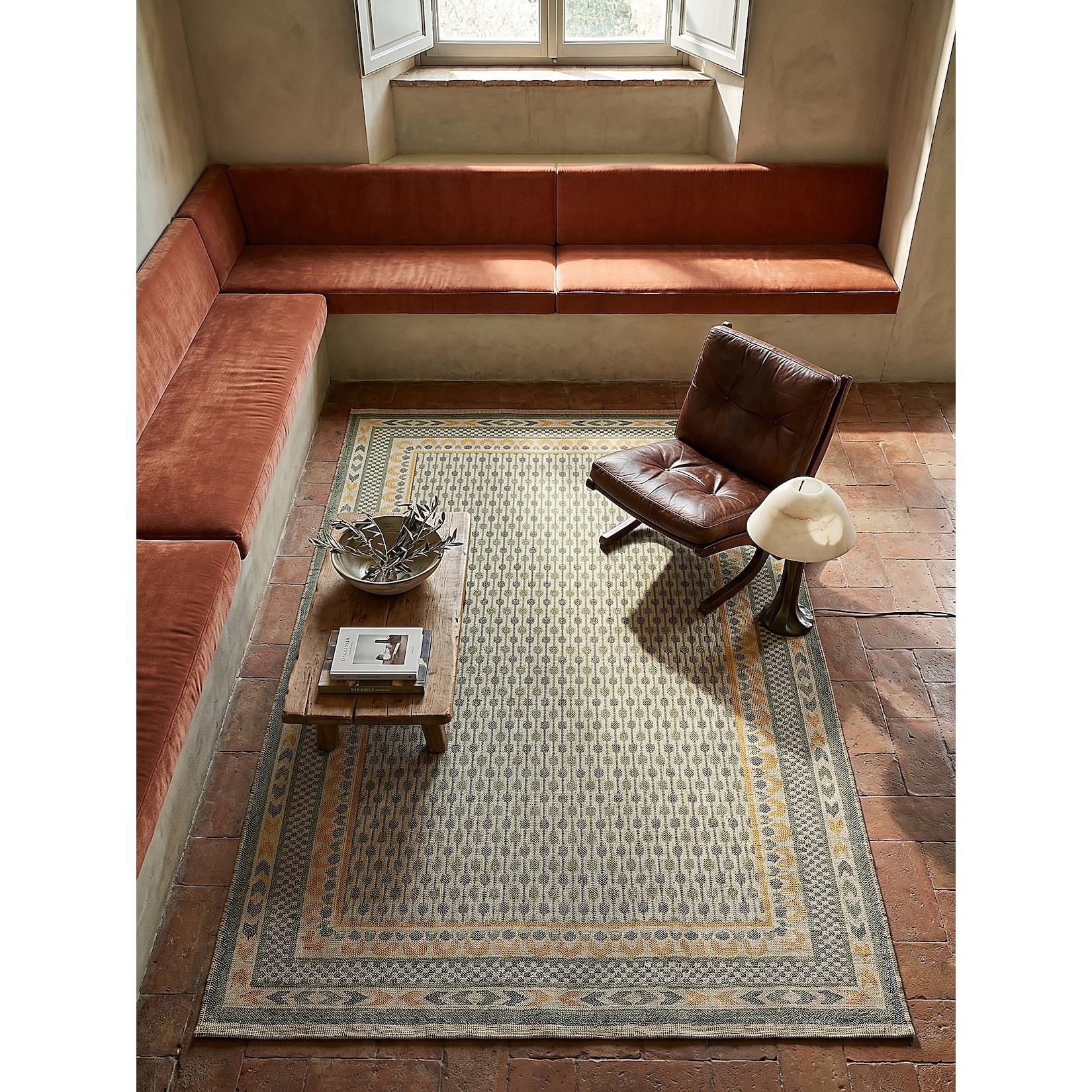 Jute-Teppich Bordüre Grün-Gelb 120 x 170 cm - CAM Kadima Design