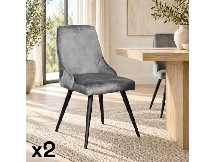 Chaise en velours (lot de 2) MALMOE - Gris