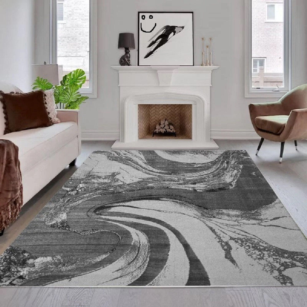 Brayden Studio Abstract Flokati Area Rug Silver Rectangle 120 x 170 cm
