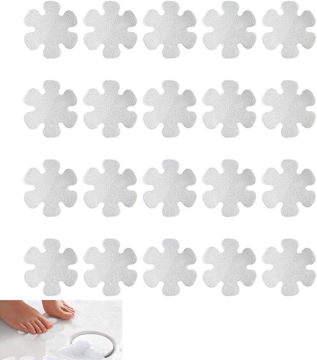 20 stuks Transparante Antislip Badstickers met Bloemenmotief - Waterdichte Veiligheidsstrips voor Badkamer, Douche en Keuken