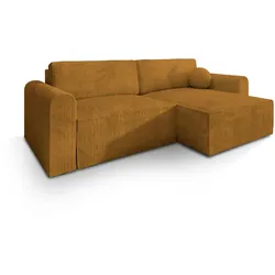 ECKSOFA FIANO P Gelb Kordstoff mit Schlaffunktion