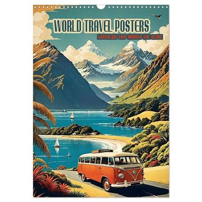World Travel Posters - Nostalgic Trip Around the Globe (Wall Calendar 2027 DIN A3 portrait), CALVENDO 12 Month Wall Calendar