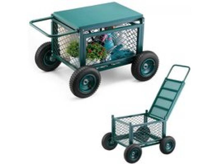 VEVOR Gartenrollsitz 760x520x440 mm, Rollbar Gartensitz aus Metall mit Rädern, trägt bis zu 180 kg, Rollsitz, Outdoor-Wagen und Hocker auf Rädern für Rasen, Terrasse, Hinterhof