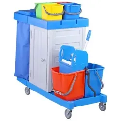 CleanSV Deluxia Profi PE mit Schrank (abschließbar), 6 Eimer, Presse, Abfallsack